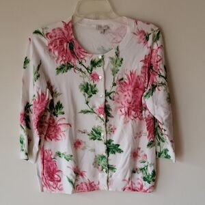 Talbots White and Pink Knit Sweater